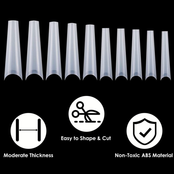 500Pcs False Nail Tips C Curve Half Cover French Nails Extra Long Fake Finger Nails For Nail Art Salons Home DIY 10 Sizes - Image 6